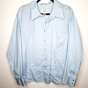 Talbot's Button Down Long Sleeve Blue Pin Strip Collared Shirt Size 18W